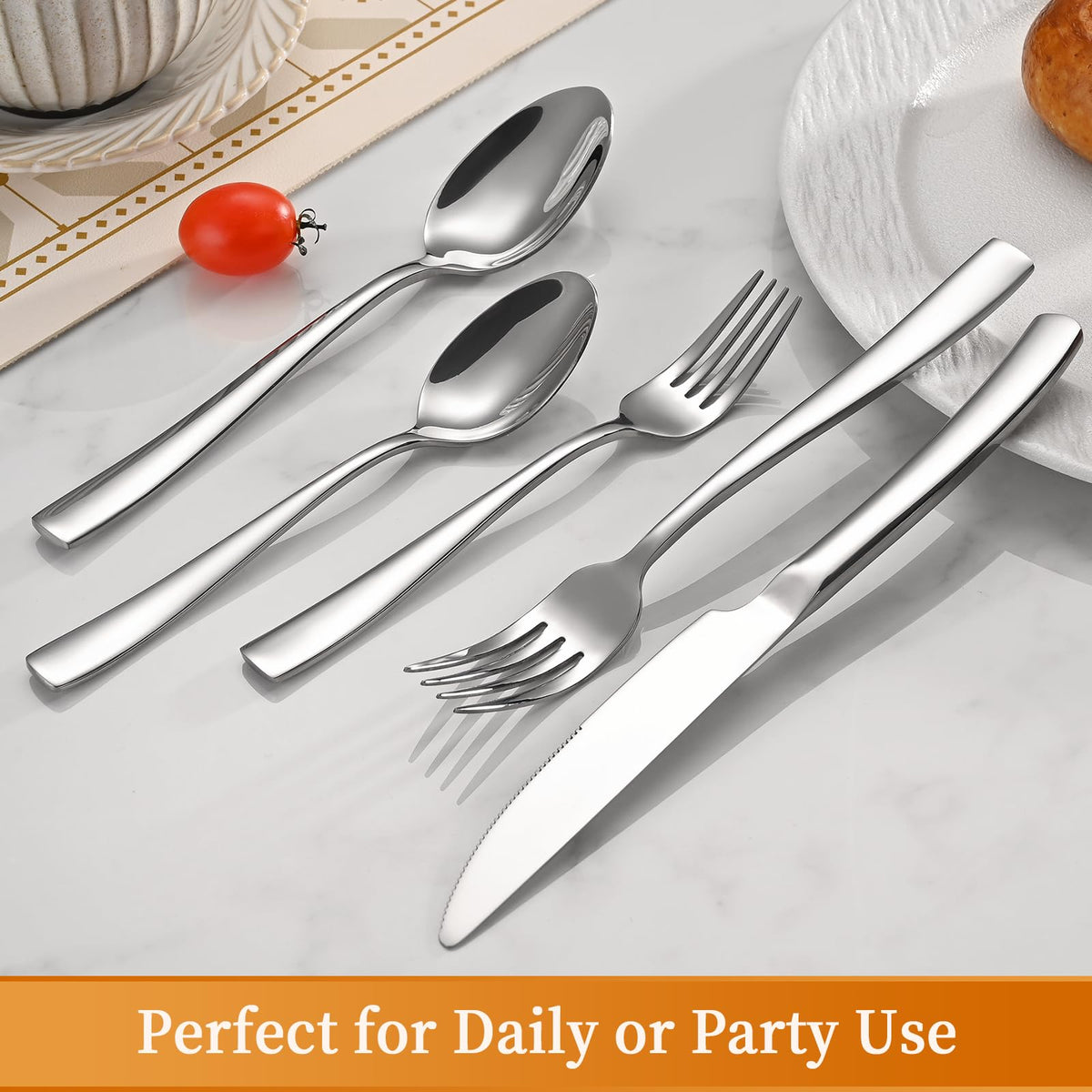 40-Piece Silverware Set, Heavy Duty Stainless Steel Flatware Cutlery Set Service for 8, Food-Grade Utensil Sets