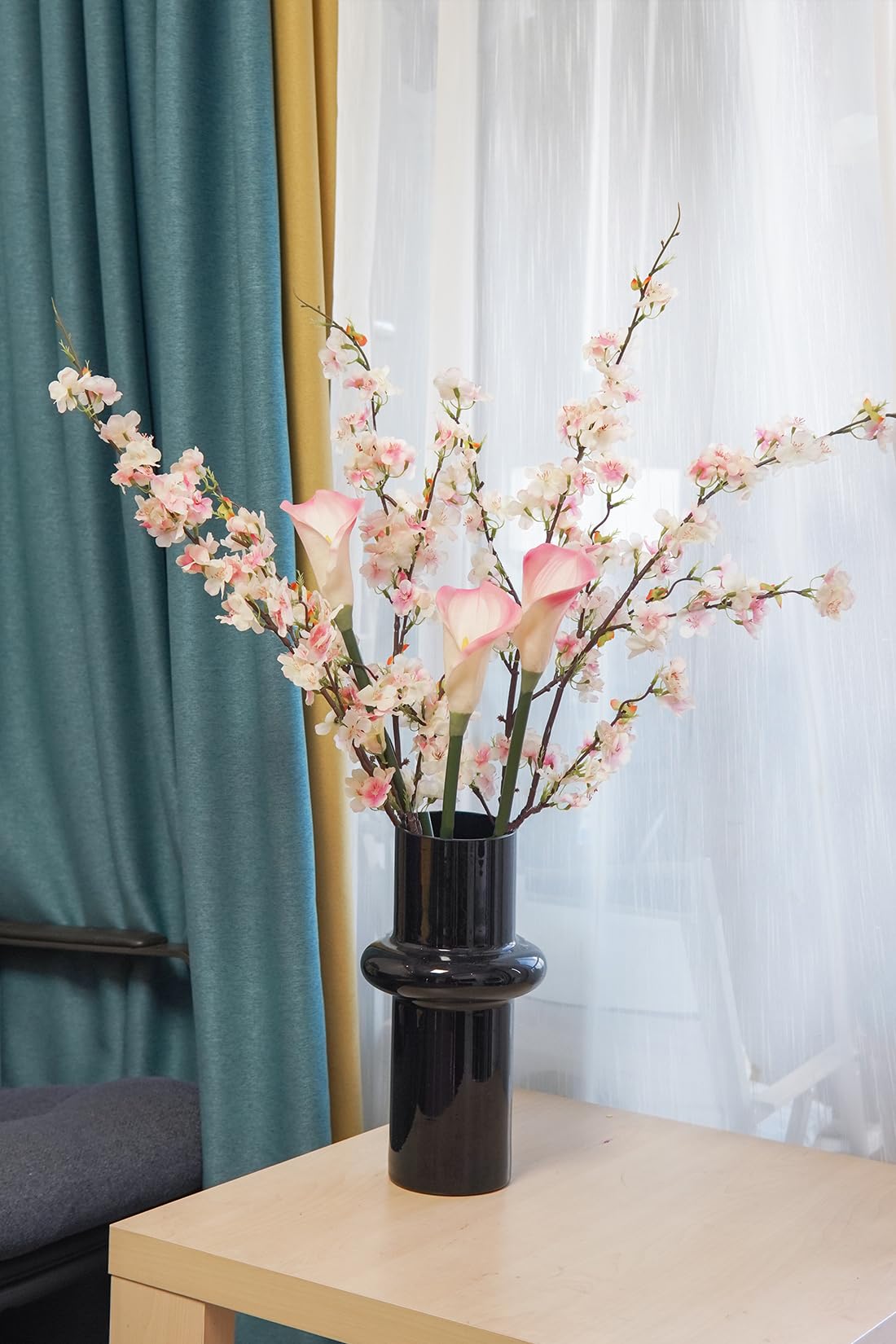 Cherry Blossom 4Pcs Long Stem Artificial Flowers (Light Pink)