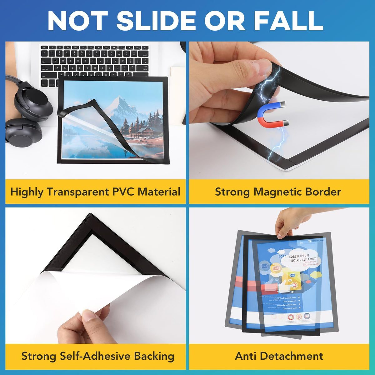 30 Pack Magnetic Sign Holder 8.5 x 11, Magnetic Paper Holder