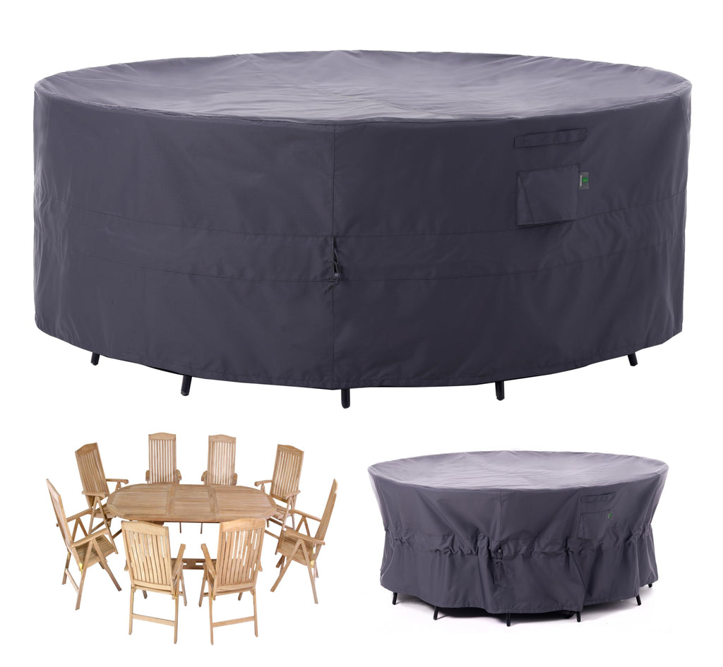 Round Patio/Outdoor Furniture Covers, Grey, 84"Dia x 31"H