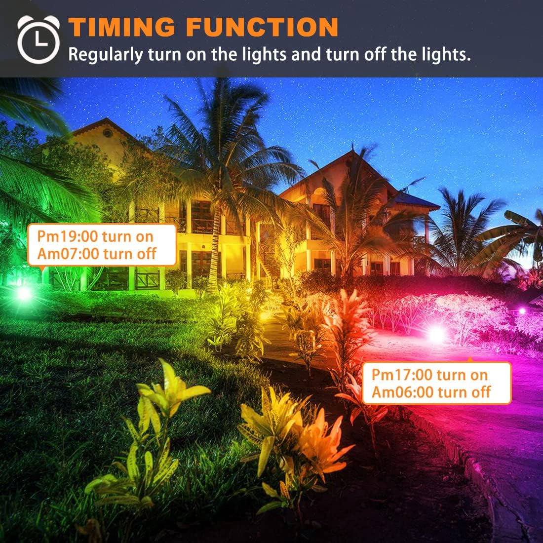 LED Flood Light Outdoor 800W Equivalent 8000LM Smart RGB Landscape Lighting | APP Control, DIY Scenes - Timing