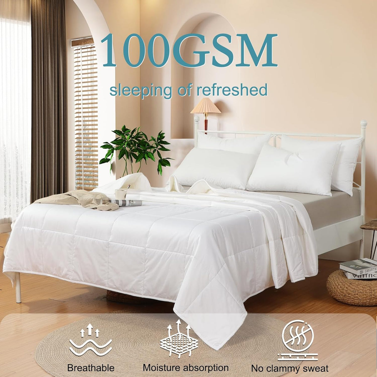 Summer Lightweight Wool Comforter - Breathable & Thin Duvet Insert for Hot Sleepers