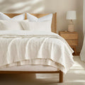 Cotton Quilt Set King, Ultra Soft Oversized Bedspread Coverlet Set, Lightweight Crinkle Box Stitch