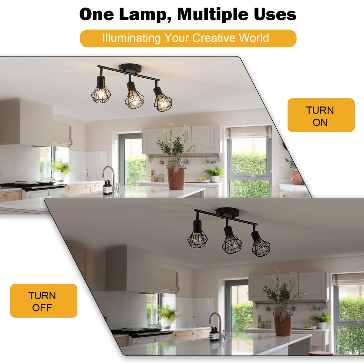 Black Geometric Cage Adjustable Rotatable Track Ceiling Light Fixture