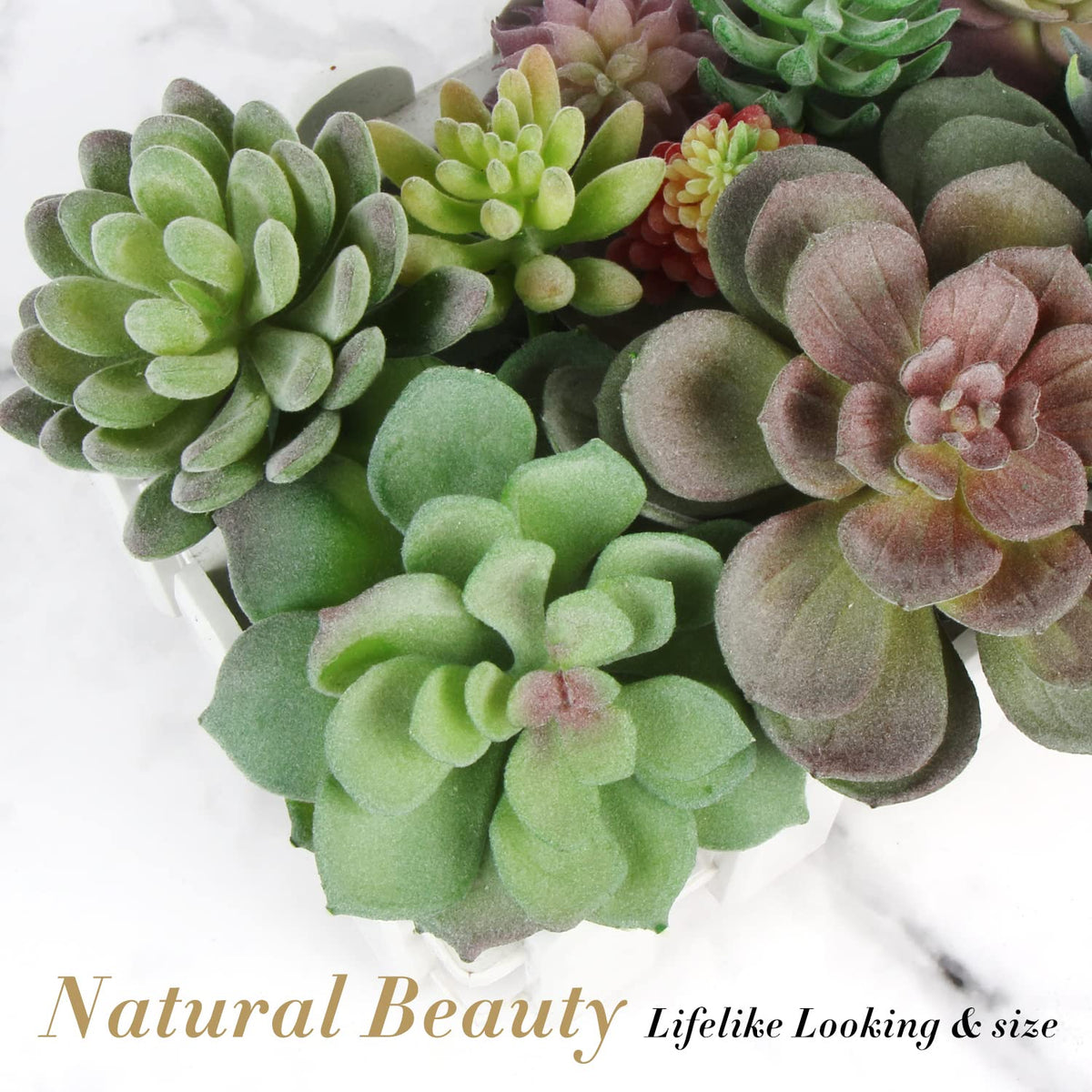 Artificial Succulent Plant, 16pcs Large Faux Flocked Succulent Decor for Floral Wall Garden Arrangement Home Office