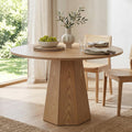 39” Round Solid Wood Dining Table for 4-5 People, Modern Pedestal Kitchen Table with Octagon Base, Circle