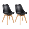 Mid Century Modern Shell Dining Chairs with Wood Legs, 2PCS, Black
