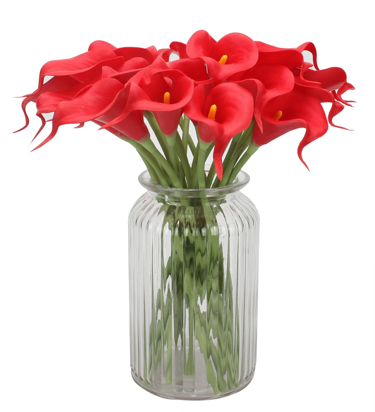 20pcs Calla Lily Bridal Wedding Bouquet Lataex Real Touch Artificial Flower Home Party Decor (Red)