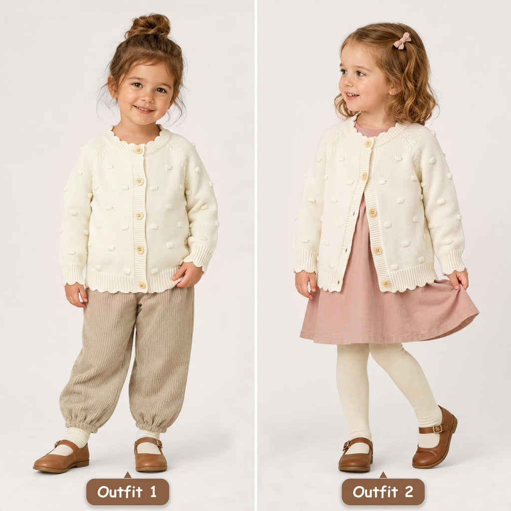 Baby Girl Cardigan,Cream Embroidery