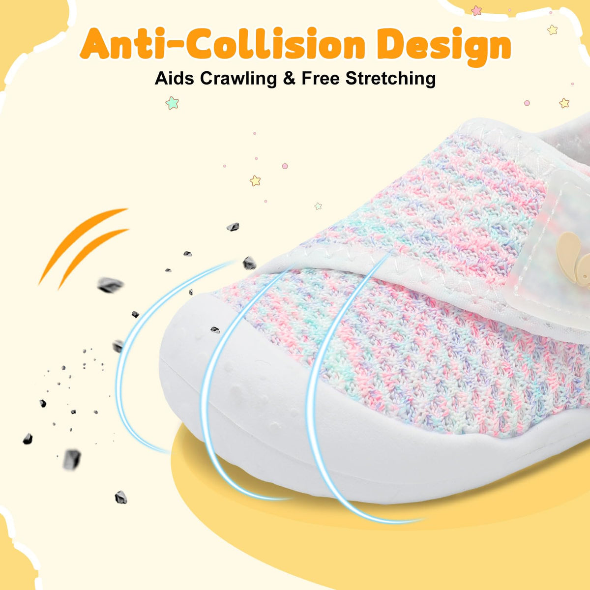 Baby First Walking Shoes Girls Boys Wide Infant Shoes Baby Slip On Sneakers Lightweight Barefoot Crib Shoe