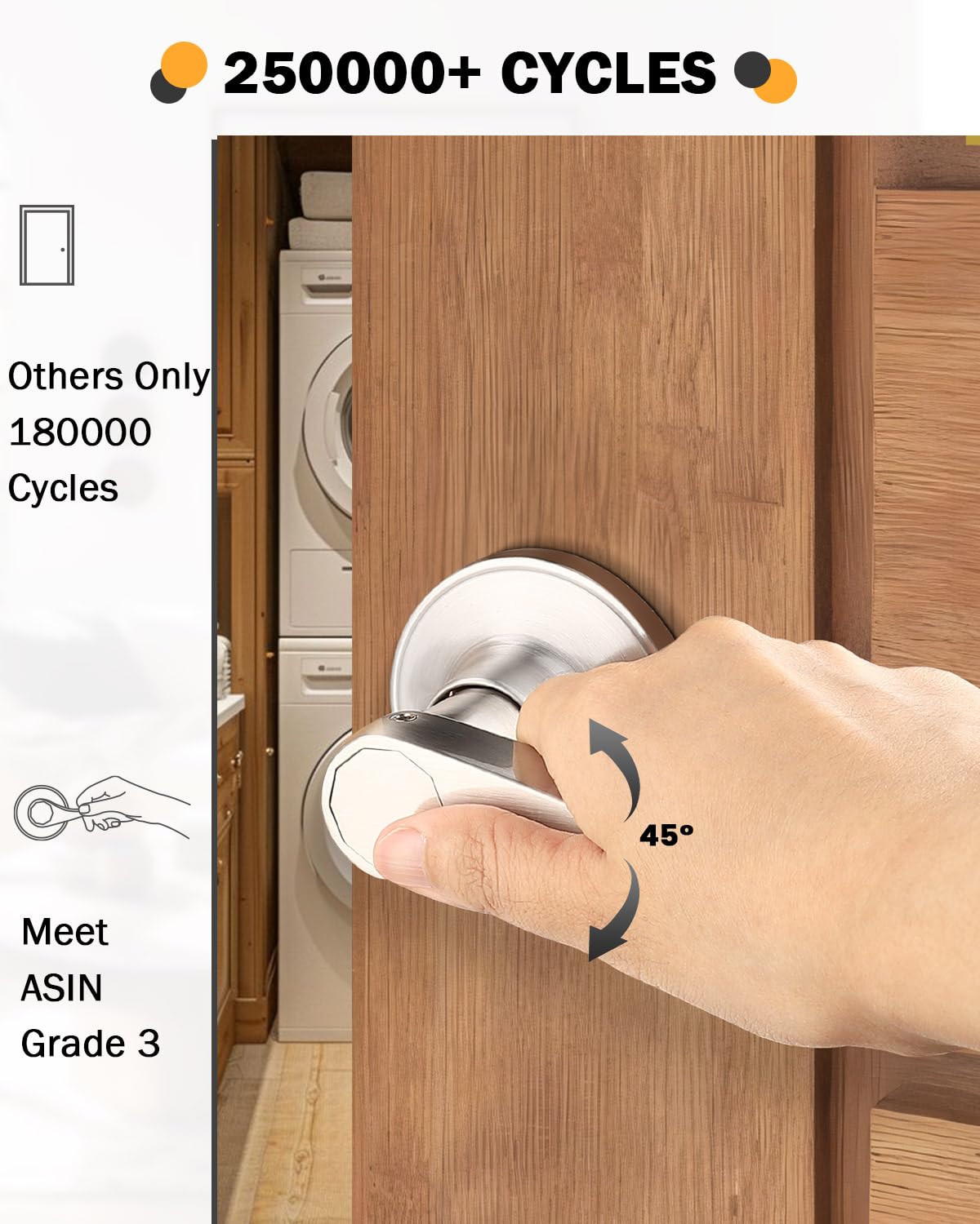6 Pack Hall and Closet Wave Door Levers in Satin Nickel, Interior Passage Brushed Nickel Heavy Duty Door Knobs
