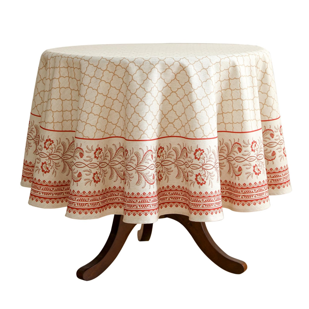 Designer Elegant Round Floral Tablecloth, Diameter 55"