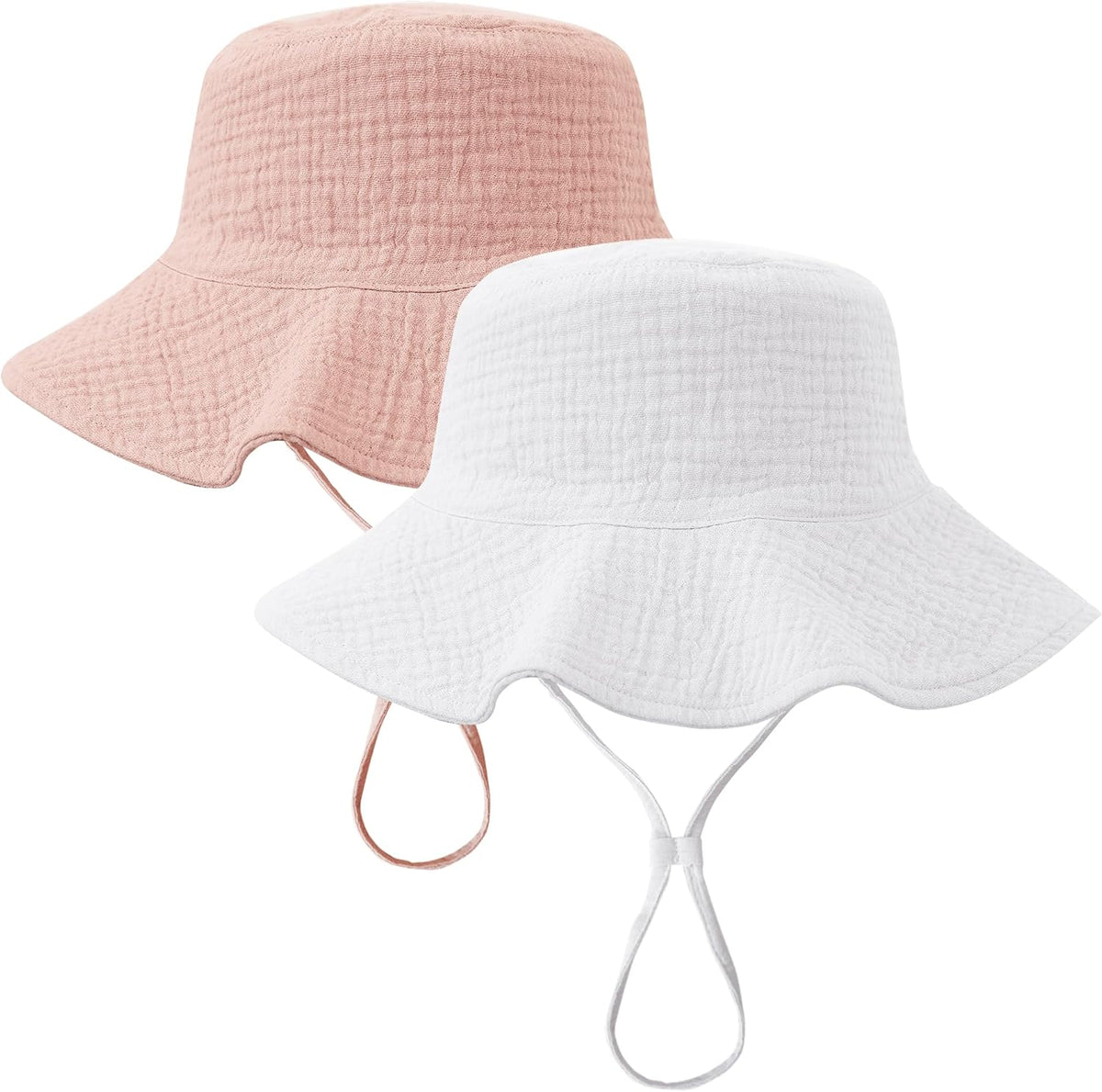 Pack Muslin Baby Girl Sun Hats with Wide Brim, UPF 50+, 0-6