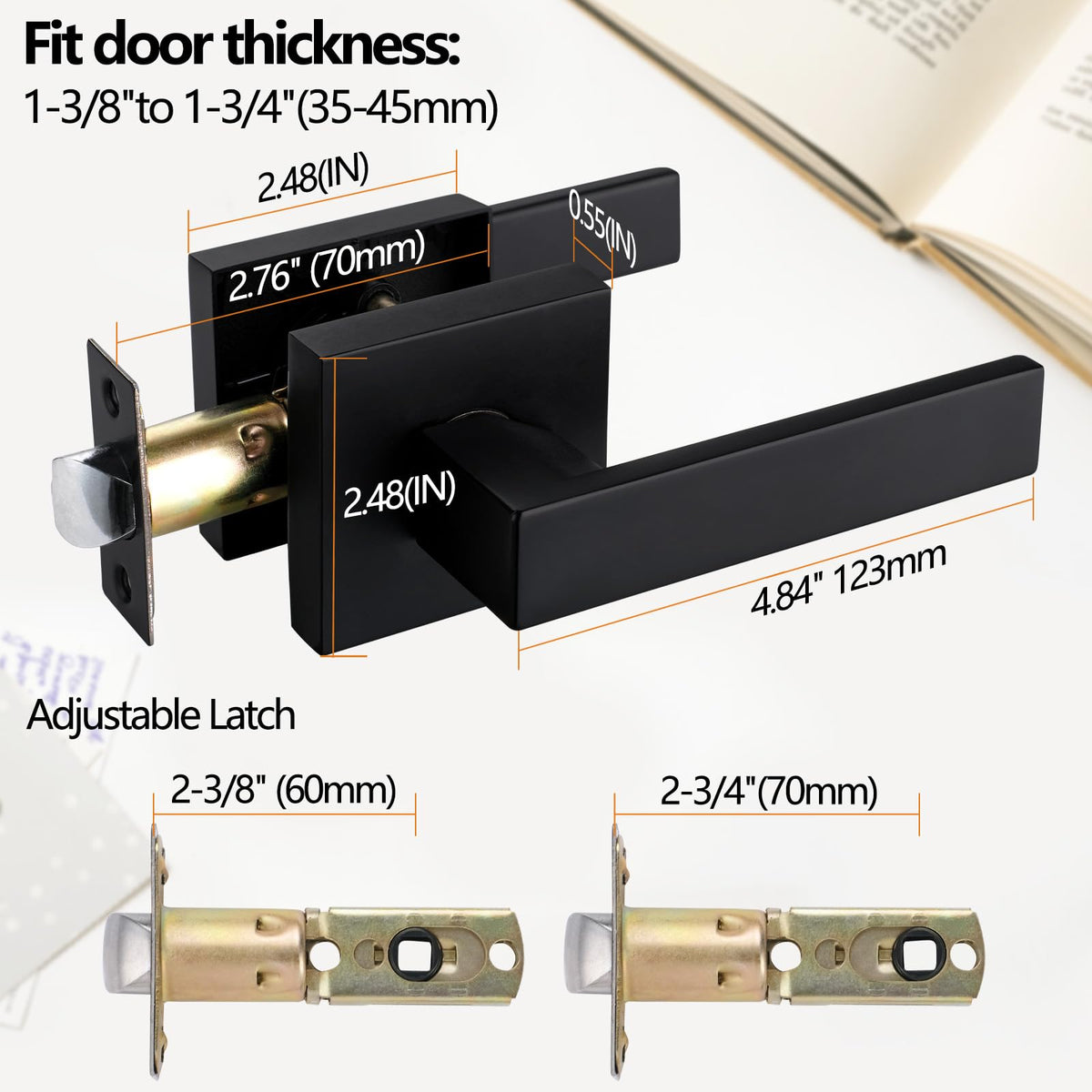 Non-Locking Solid Passage Door Lever Handle in Matte Black Finish