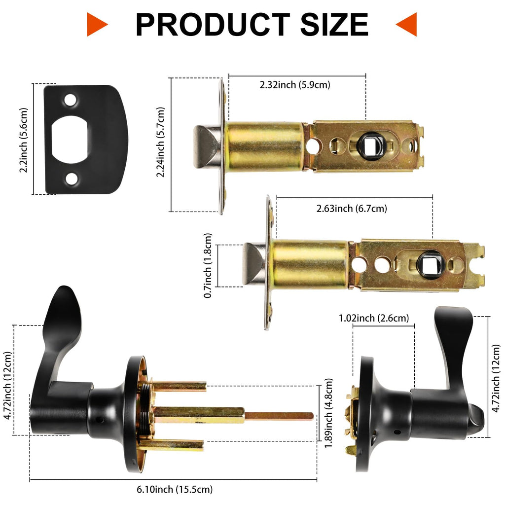 High-Security Stainless Steel Door Lever with Lock and Key(Black)