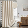 72"x84" Extra Long Scalloped Linen Shower Curtain Cream Beige