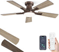 42" Brown Flush Mount Ceiling Fan with Light & Remote
