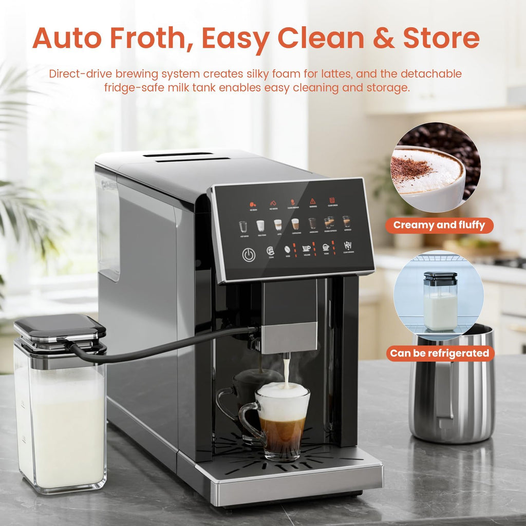 Automatic Espresso Machine with Grinder & Milk Frother