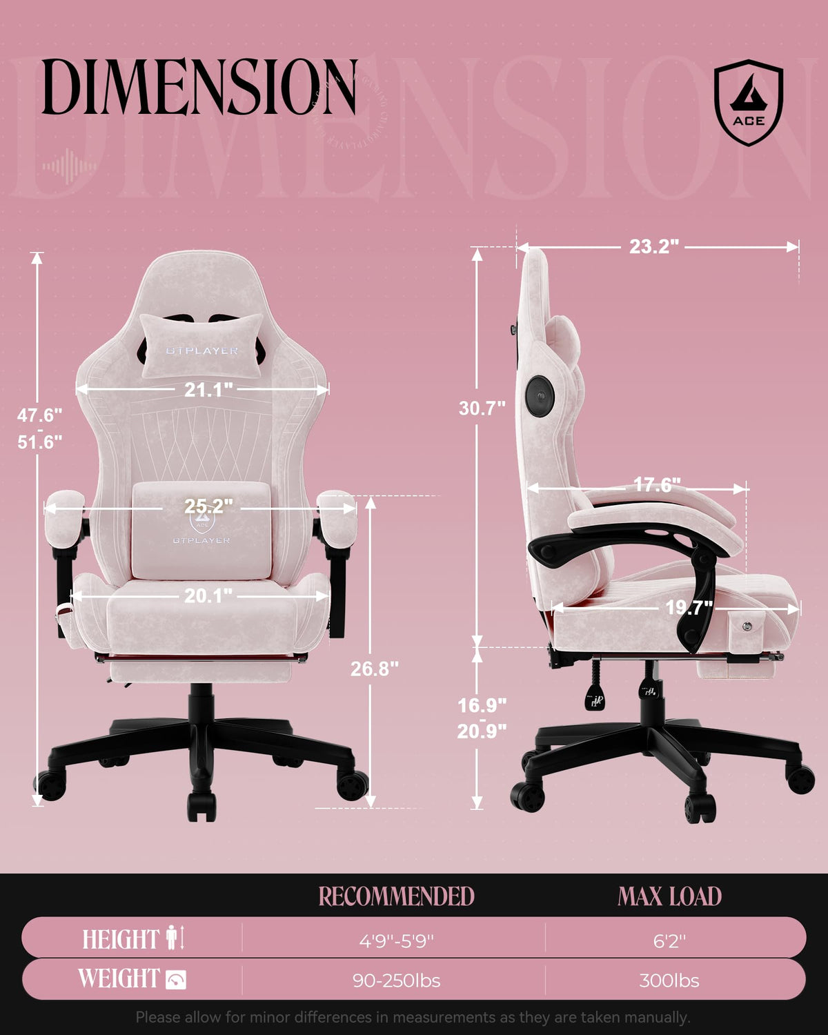 Gaming Chair, Comfort Computer Office Chair for Adults, Pink