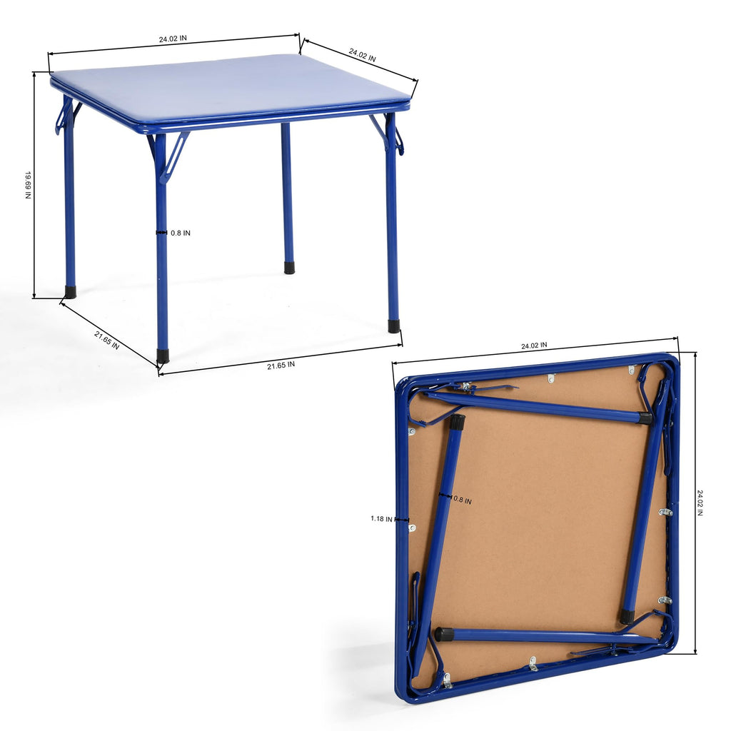 5-Piece Folding Table and Chair Set, Compact Square Activity Table with 4 Folding Chairs, Sturdy Metal Frame