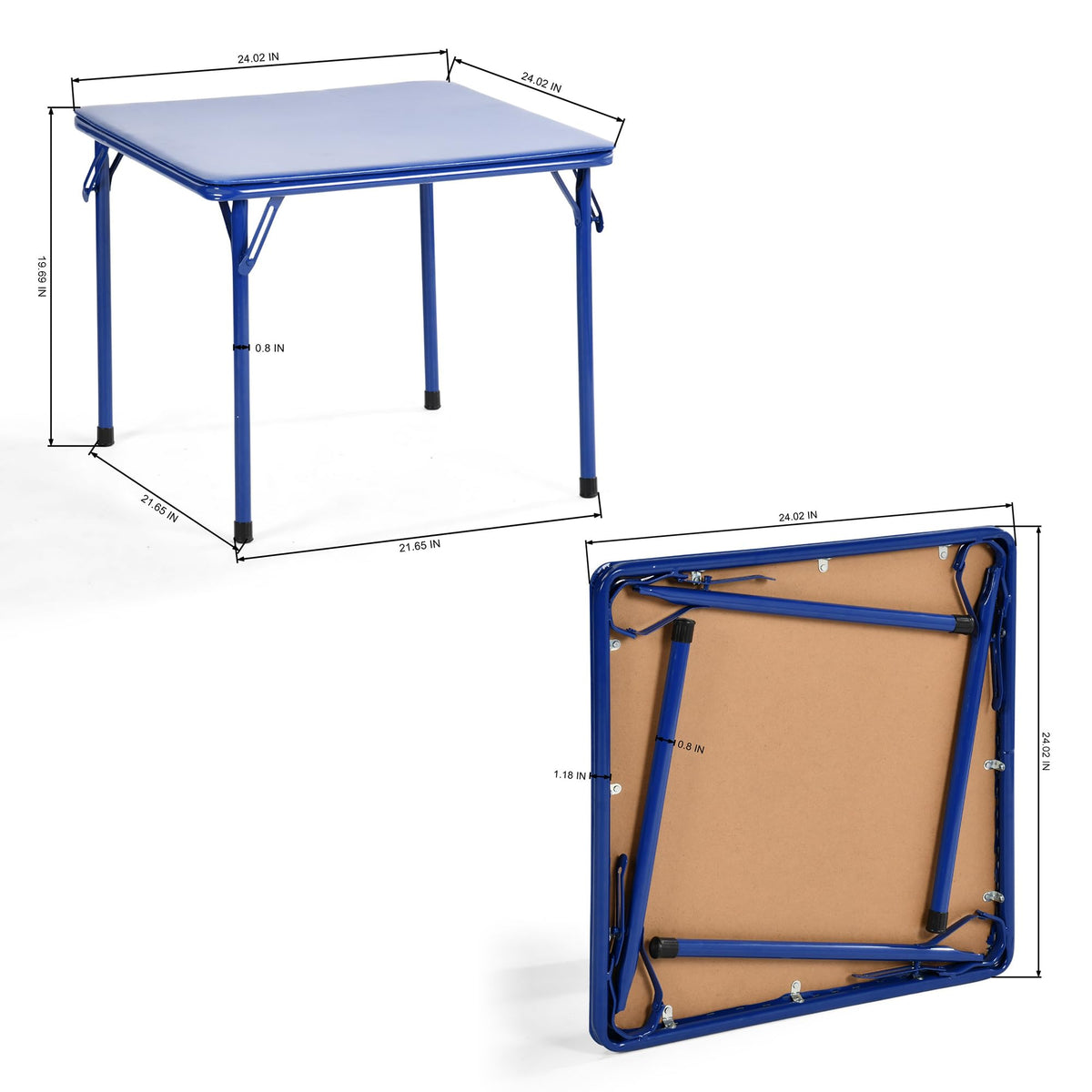 5-Piece Folding Table and Chair Set, Compact Square Activity Table with 4 Folding Chairs, Sturdy Metal Frame
