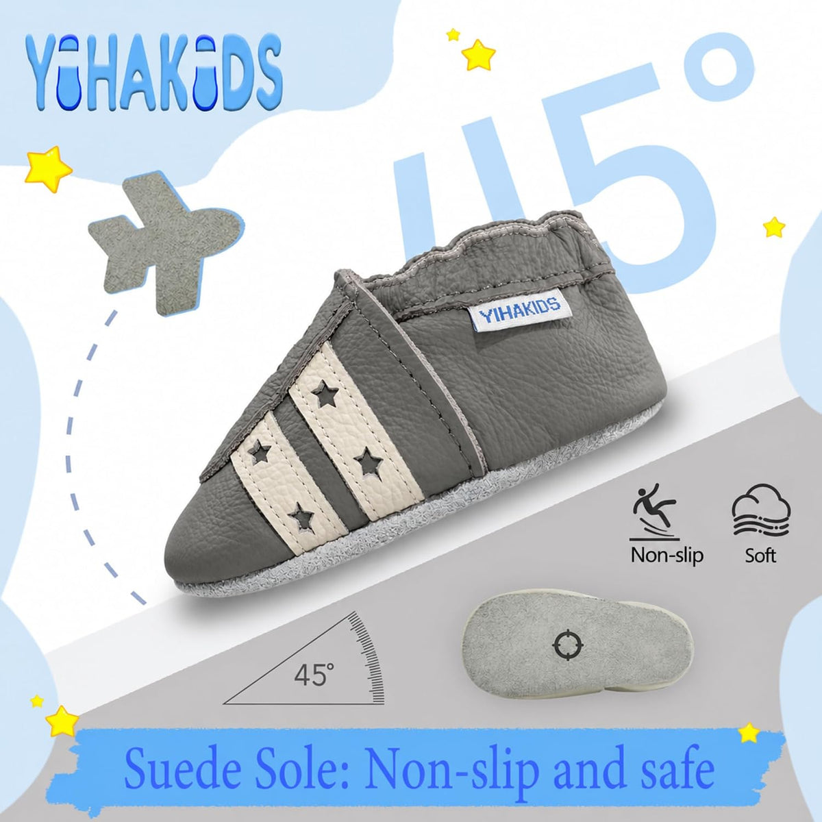 Baby Sneaker Moccasins Soft Leather Sporty Sole Infant Toddler