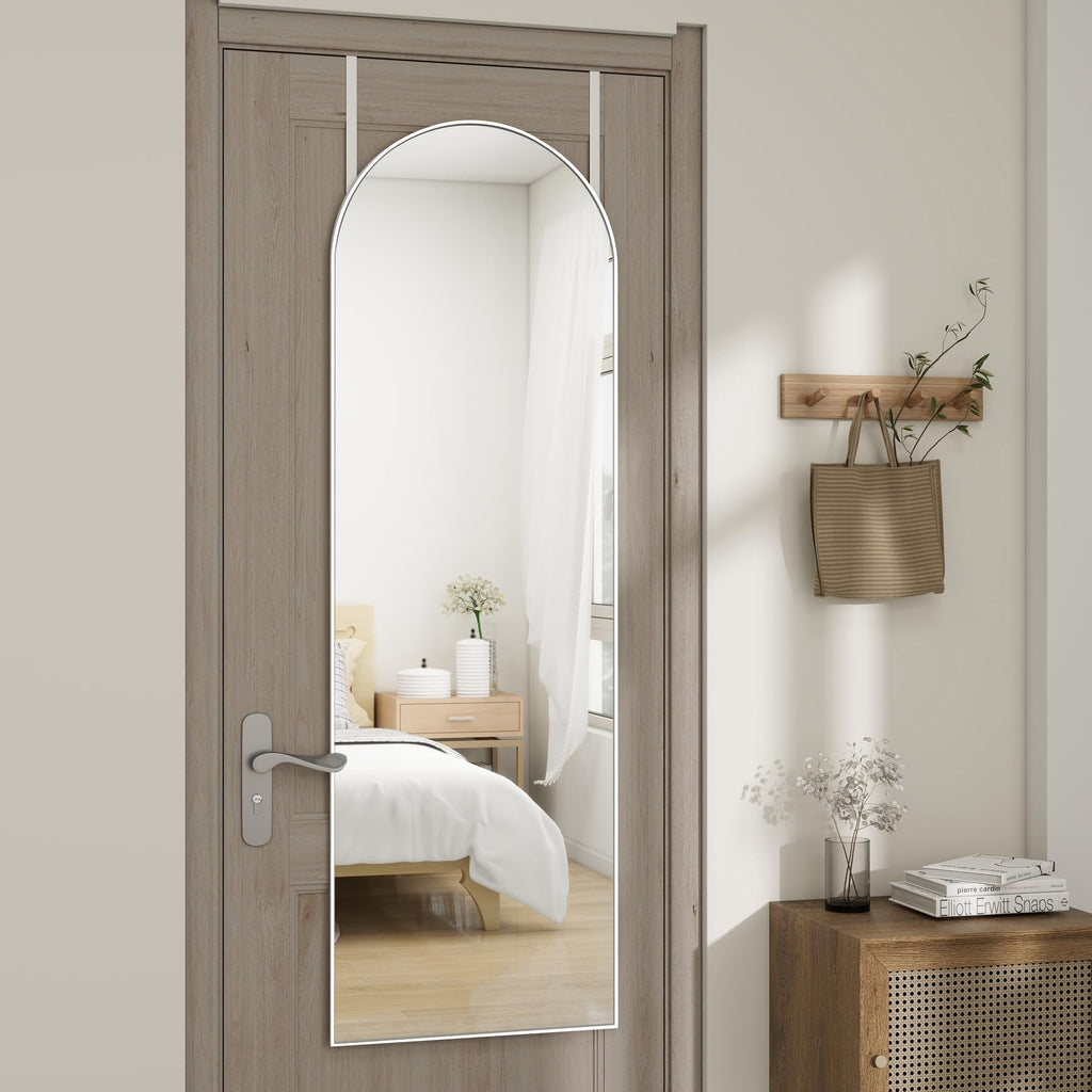 48"x 14" Arched Full Length Door Mirror, Full Body Mirror, White