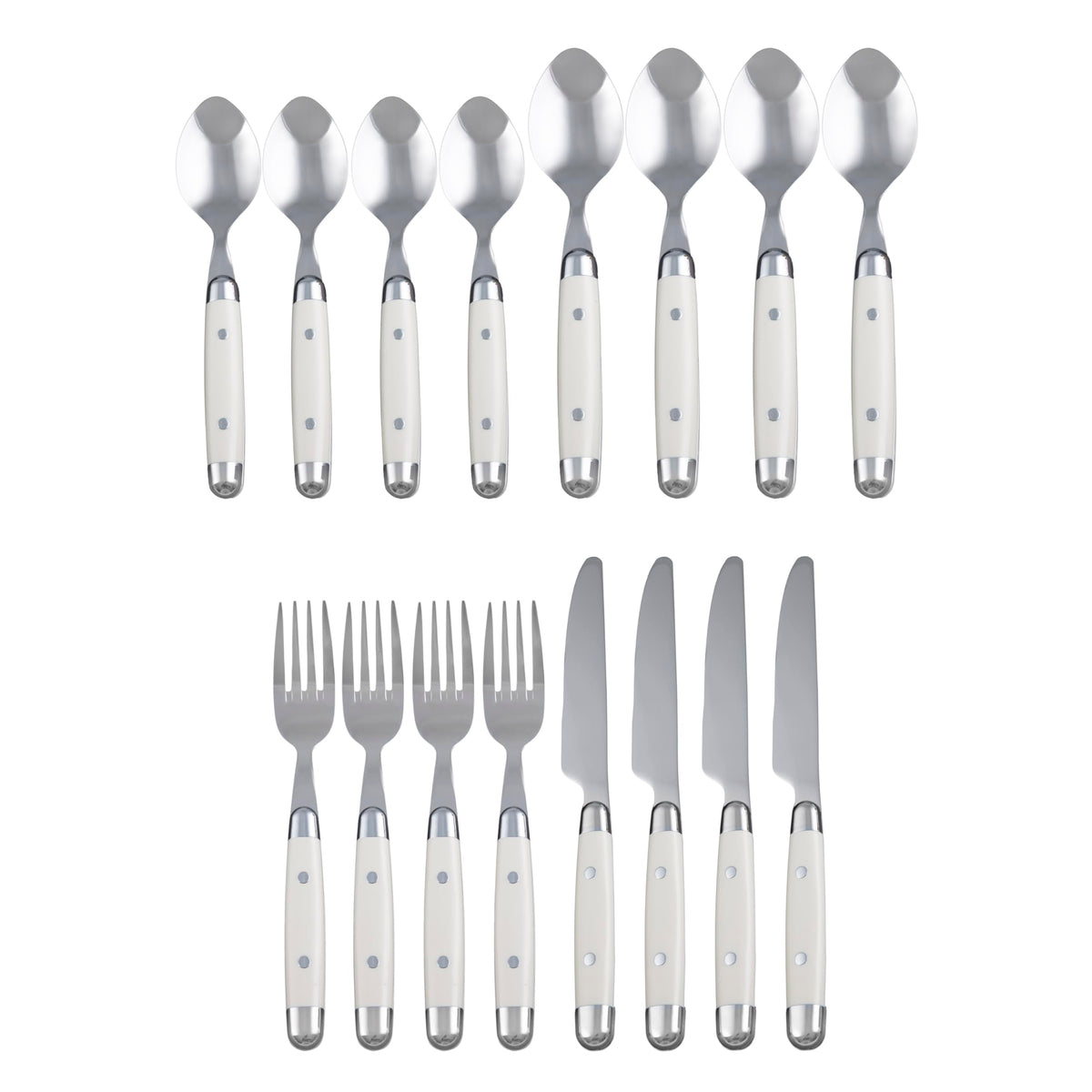 Flatware Jubilee White Silverware Set for 4, White (16-Piece)
