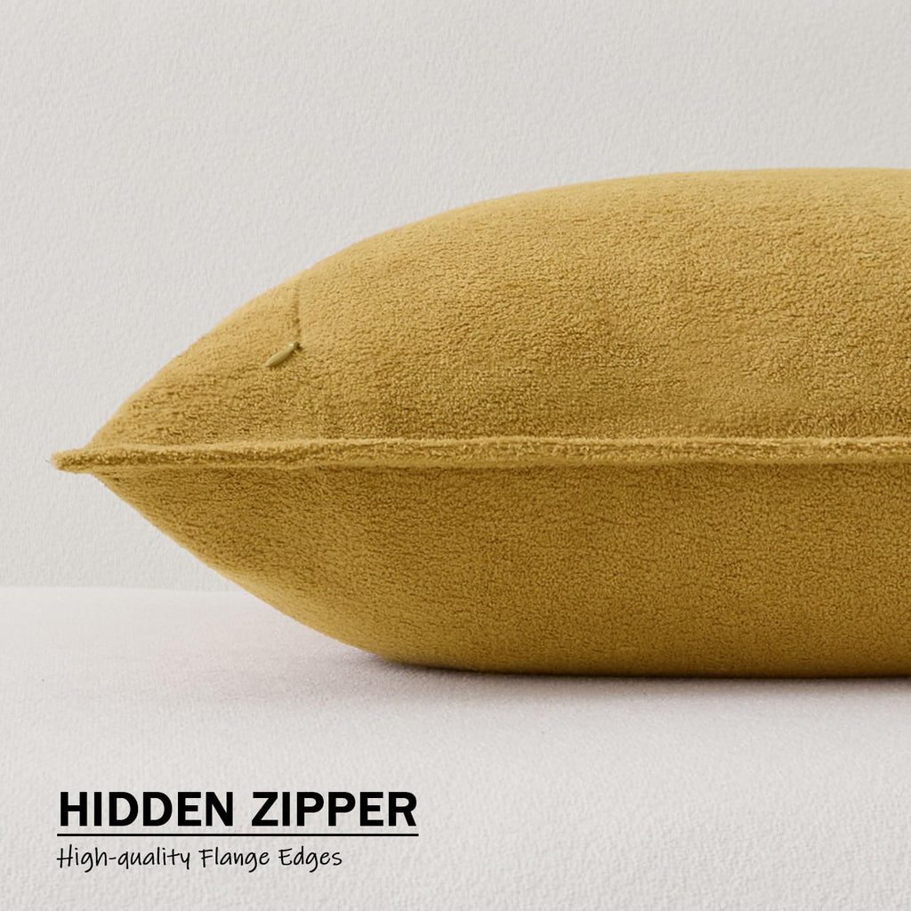Soft Waterproof 22"x22" Pillow Covers 2 Pack, Mustard Yellow