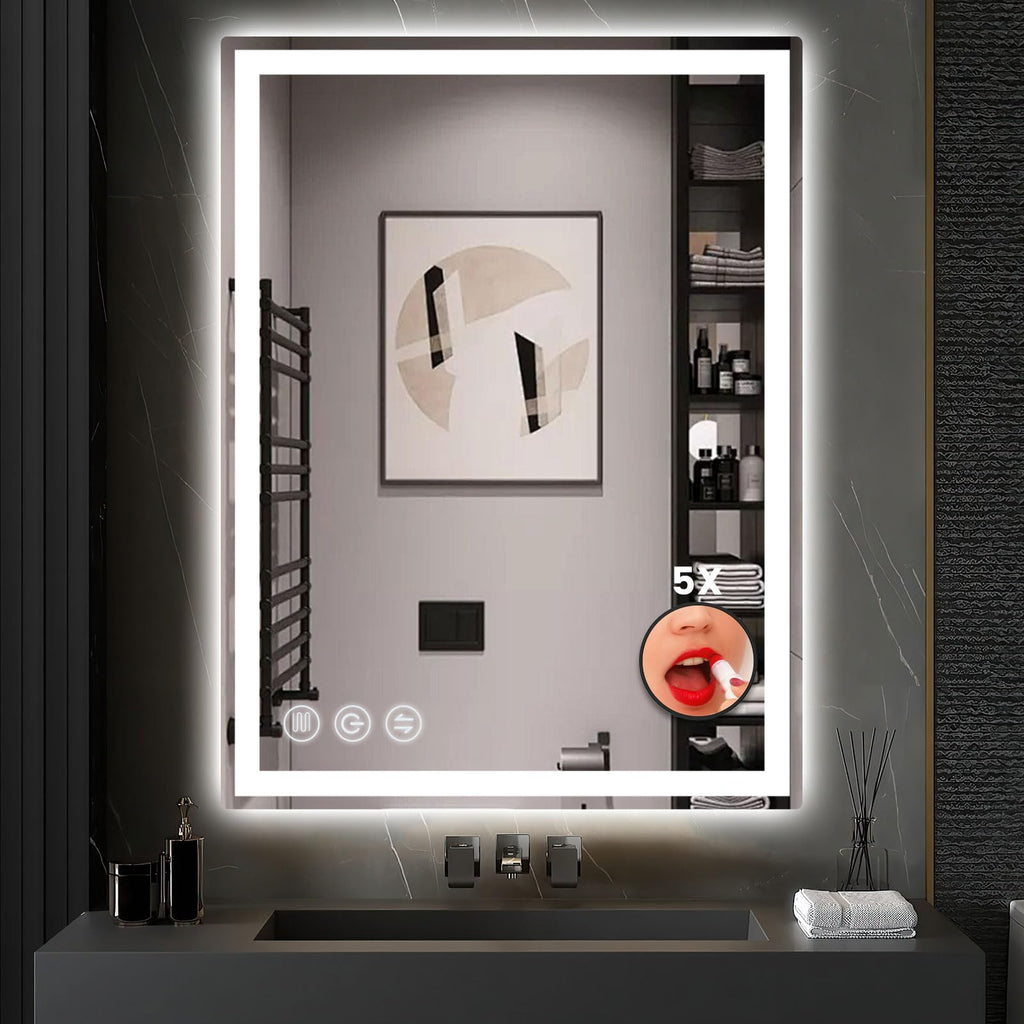24" x 36" LED Bathroom Mirror with Lights, Memory Vanity Mirror