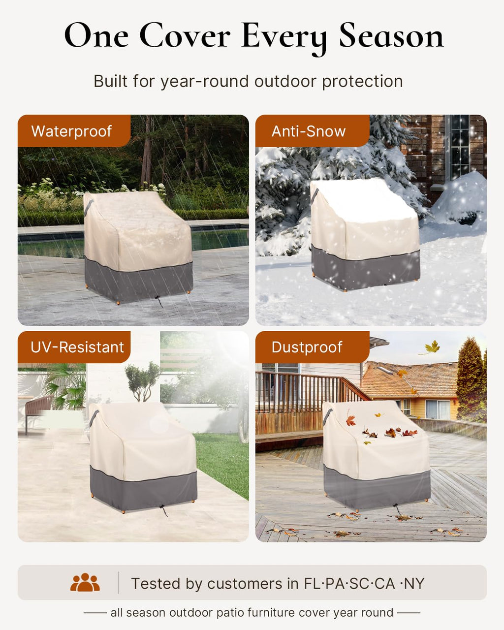 Waterproof Patio Furniture Chair Cover, 29"W x 30"D x 36"H