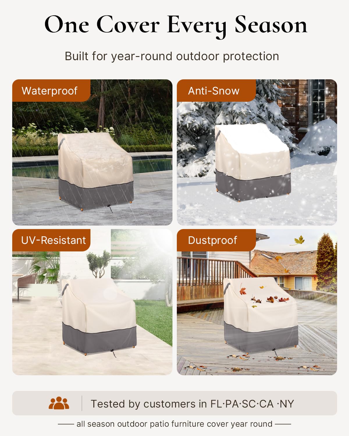 Waterproof Patio Furniture Chair Cover, 29"W x 30"D x 36"H