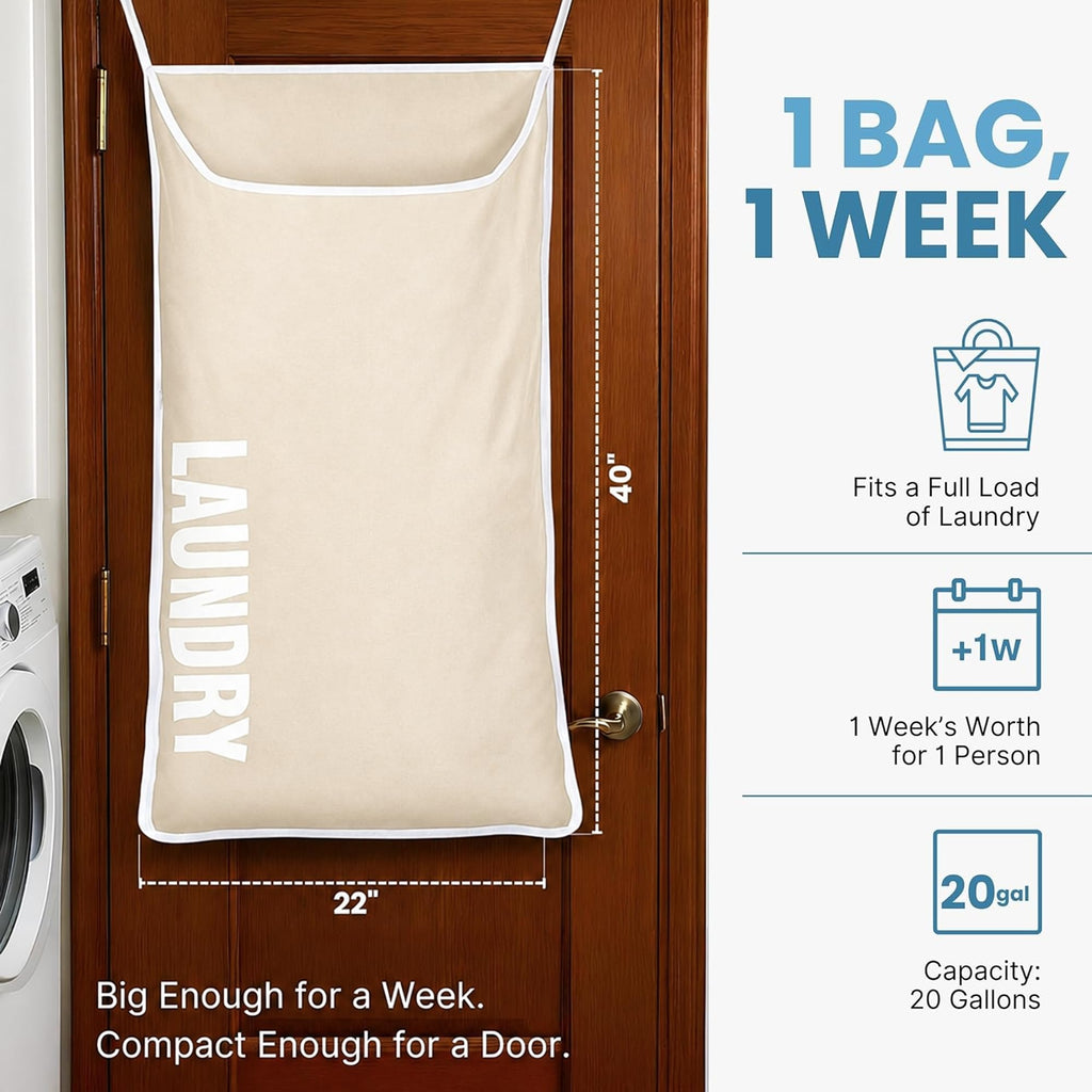 Hanging Laundry Hamper Bag,Space Saving over the Door Storage Bags - Behind the Door Hampers for Dirty Clothes, Wall