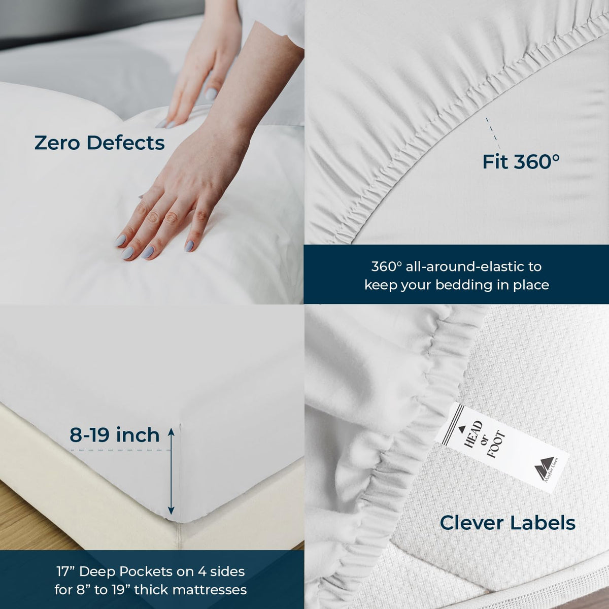 1500 Series Sheets 17" Deep Pocket, Silver - Stripe
