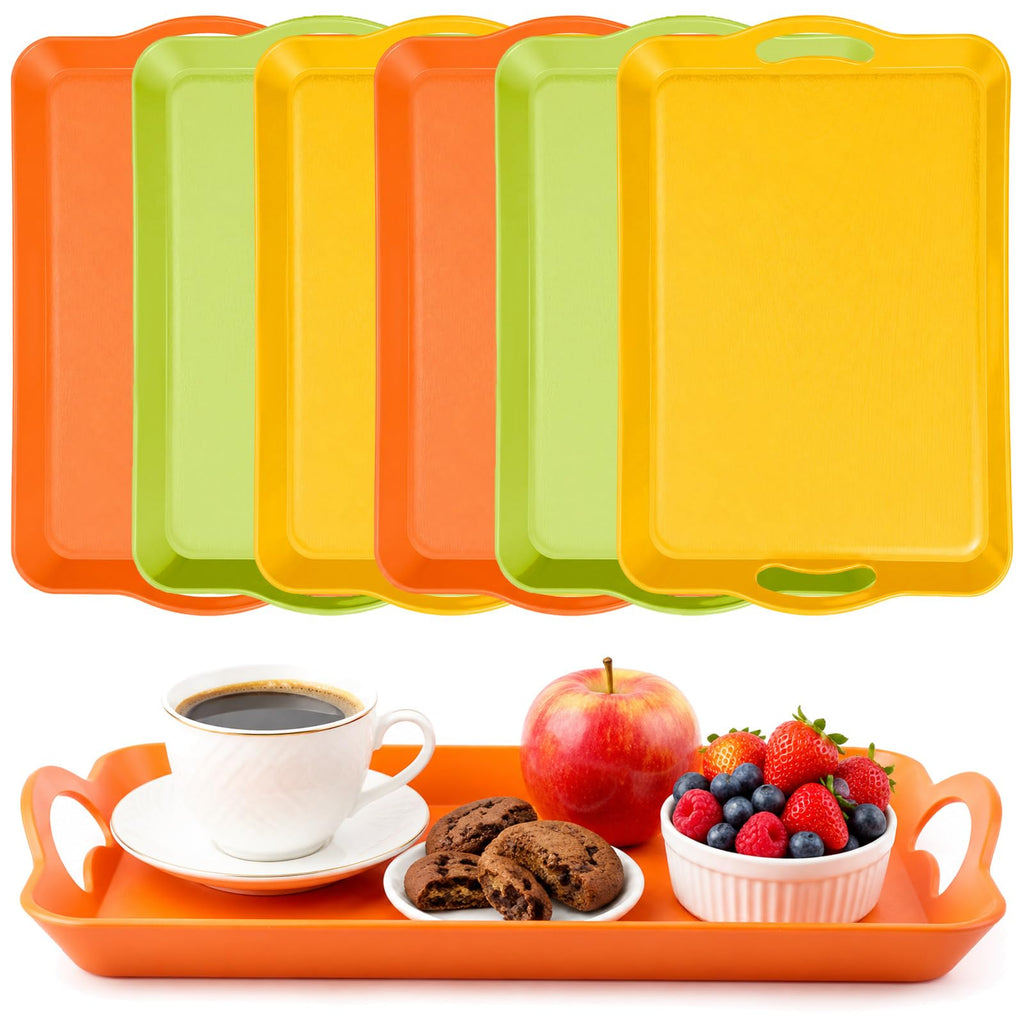 6 Pcs Serving Trays with Handle, 16.4 x 11 Inch, Fall Color