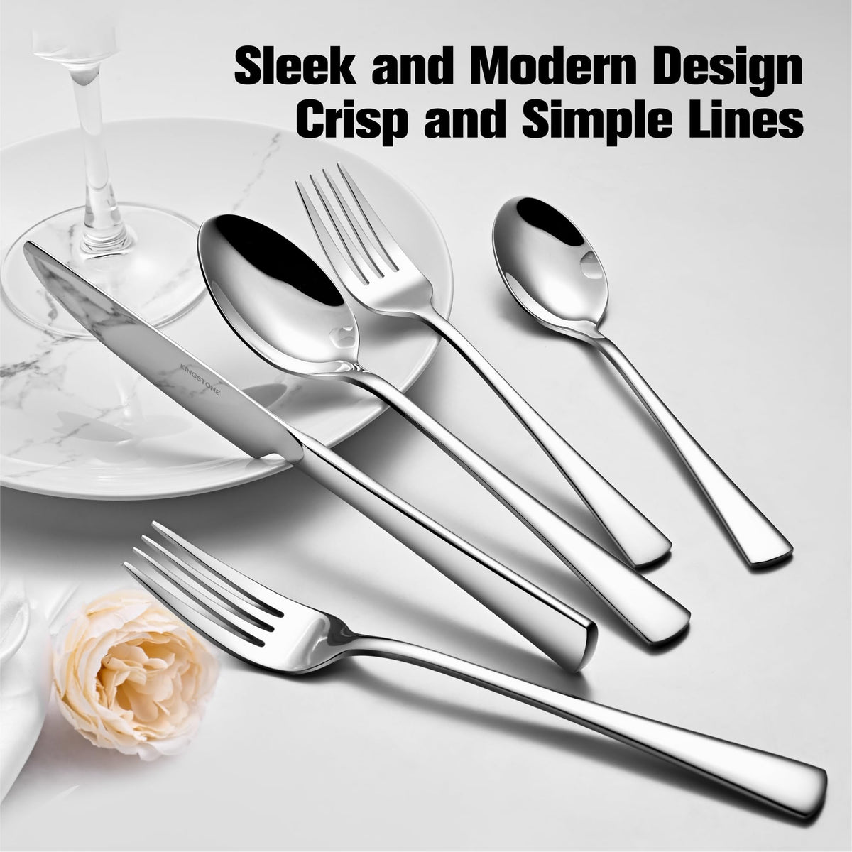 18/10 Stainless Steel Flatware, 20-Piece Forged Silverware Set for 4, Mirror Polished Cutlery Set Dishwaher Safe