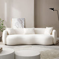 94'' Cloud Curved Sofa Boucle Couch, Beige Modern Mid-Century Curved Backrest Upholstered Sofa, 3-Seat Sofa Couch