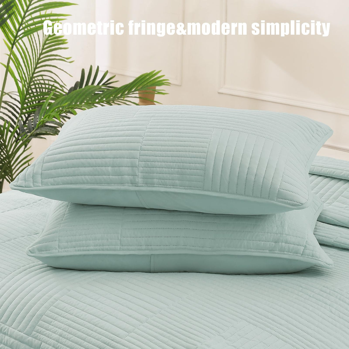 Quilt Bedding Set, Lightweight Bedspread, Aqua Blue