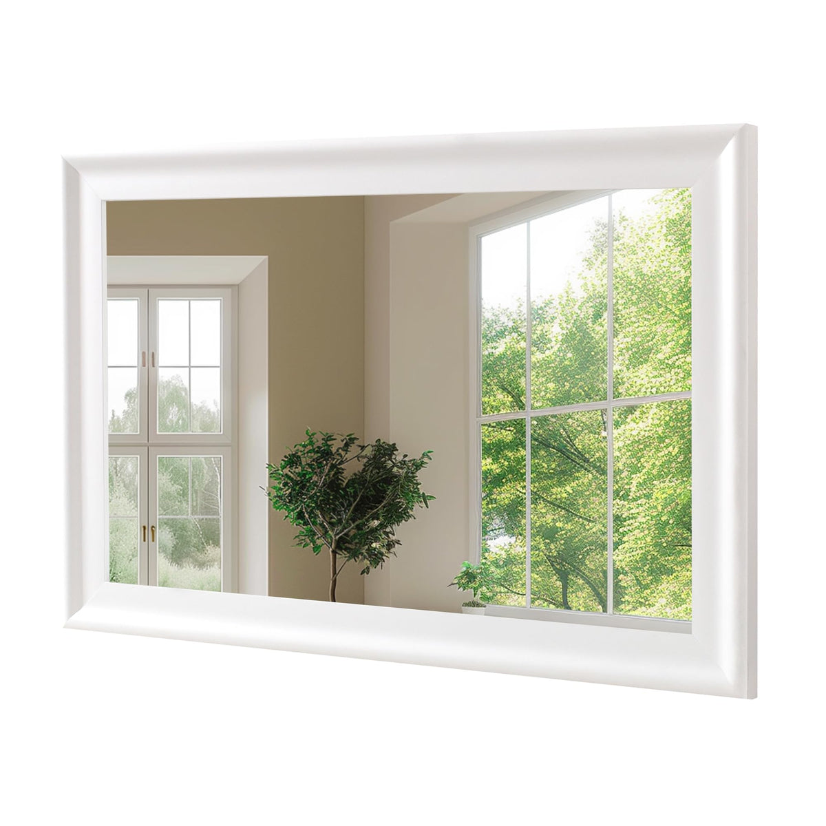 White Wood 30 x 40 Inch Mirror,Rectangle Vanity Wall Mirror