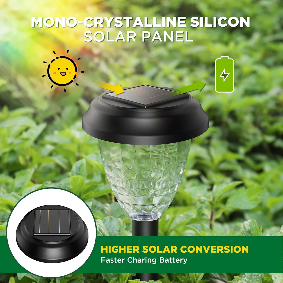 Super Bright Solar Lights Outdoor Waterproof-10 Pack, Dusk to Dawn Up to 12 Hrs Solar Powered Outdoor Pathway Garden