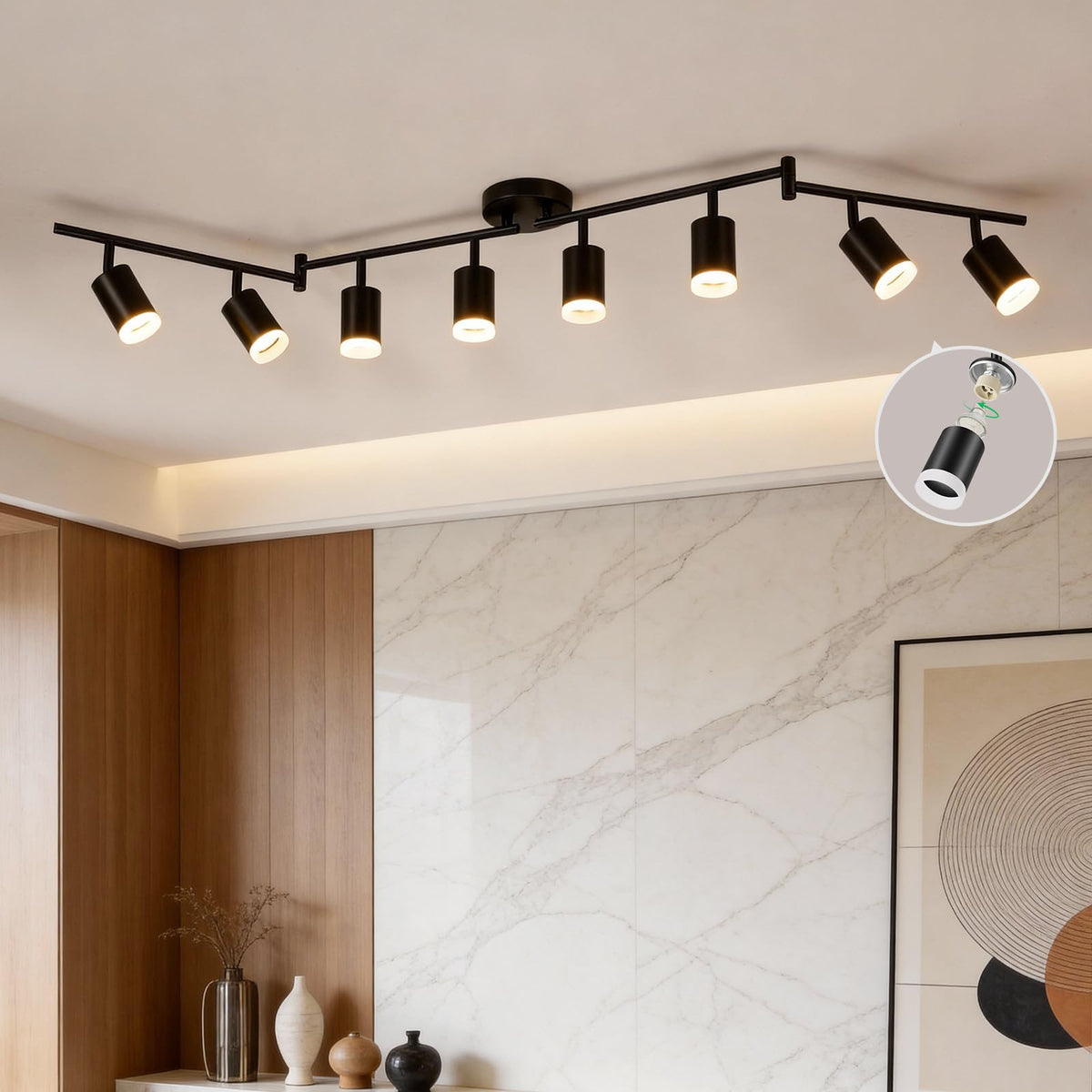Ceiling Track Lighting Fixtures, Black Modern Led Track Light & Closet, 4.6 ft Long Flexible Adjustable