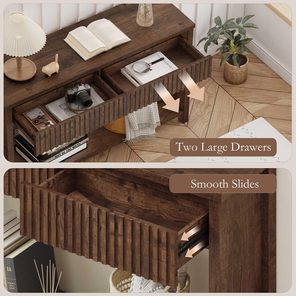 Console Tables , Console Table with Drawers, 47In Sofa Table with Storage, Narrow Entryway Tables with 2-Tier Shelf