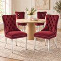 Mid Century Modern Dining Chairs Set of 4, Velvet Upholstered Kitchen & Dining Room Chairs with Nailhead Trim &