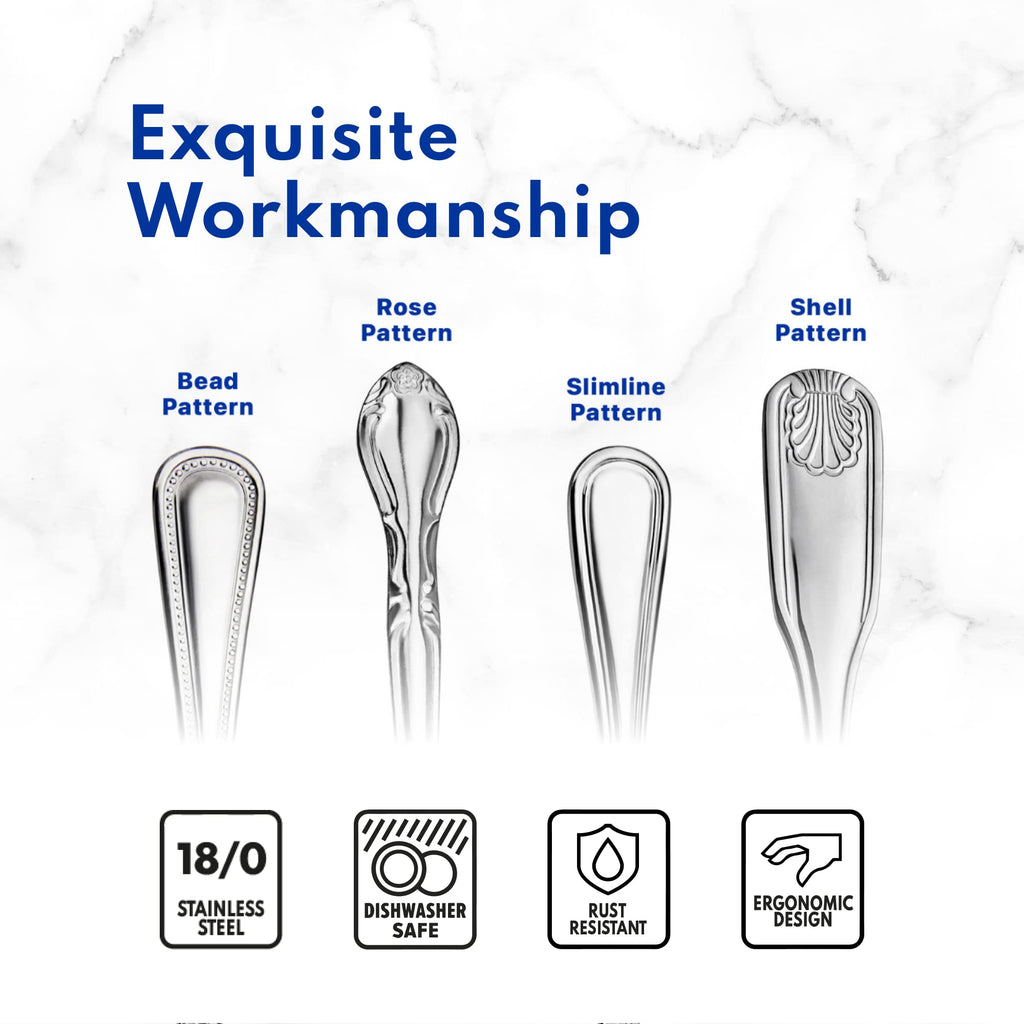 Rose Pattern Stainless Steel Flatware, 3-Piece