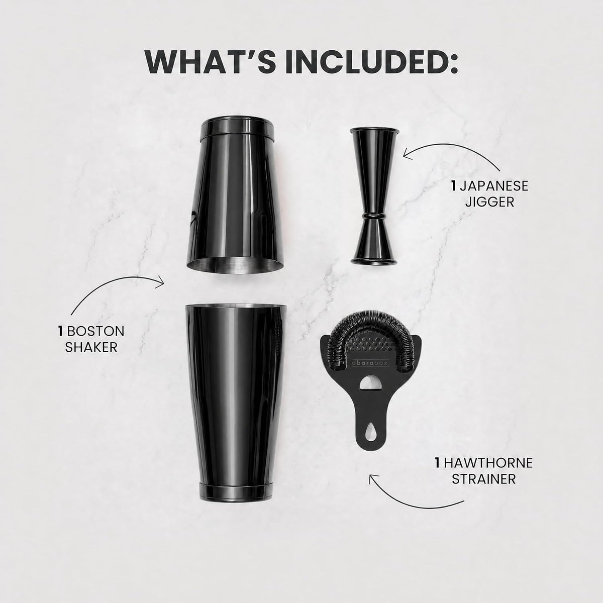 Cocktail Shaker Set, 4-Piece Professional Bartender Kit with Boston Shaker, Strainer and Jigger, Stainless Steel Bar - Set of 4