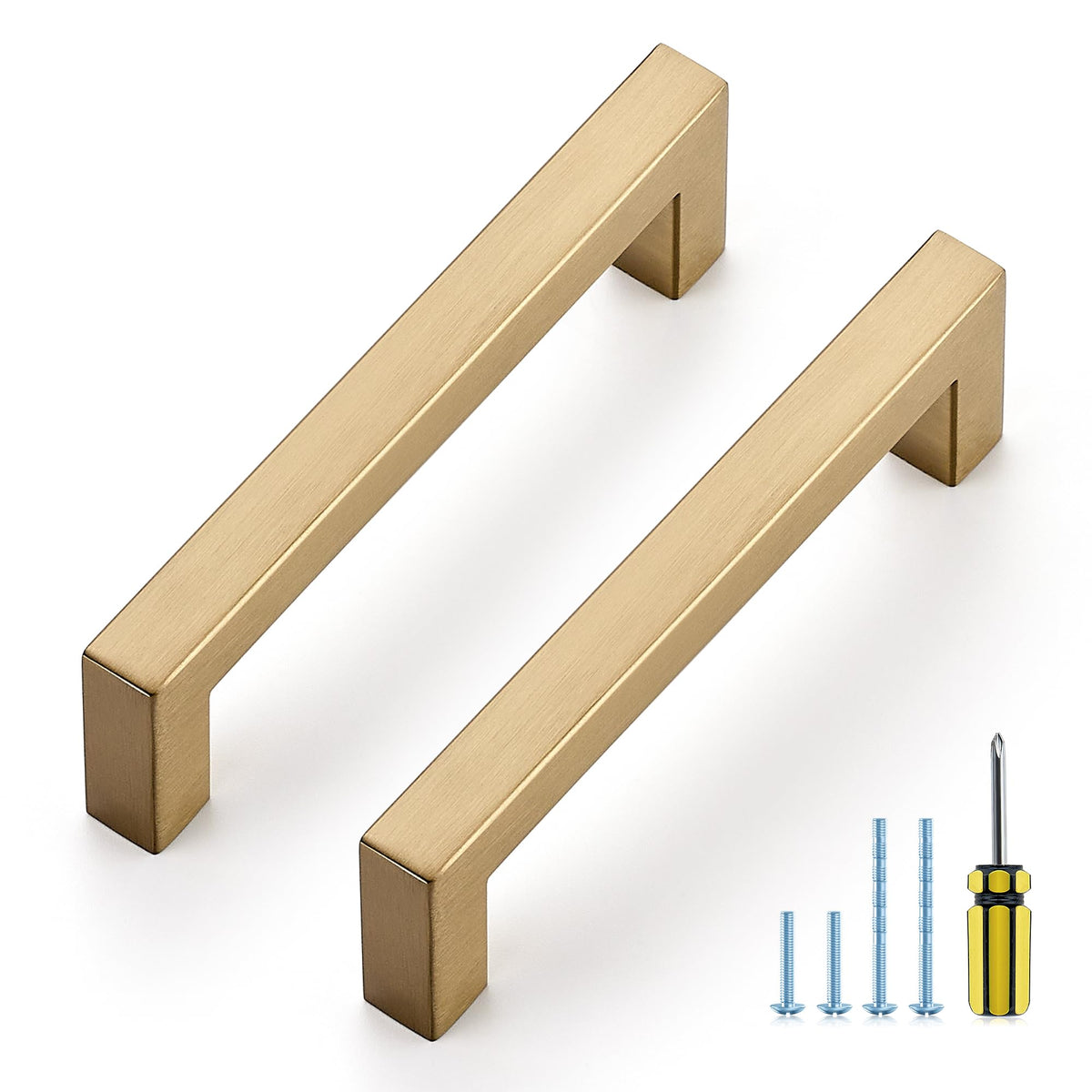 Champagne Bronze Square Pulls Cabinet Handles,4-1/2 Inch,10 Pack