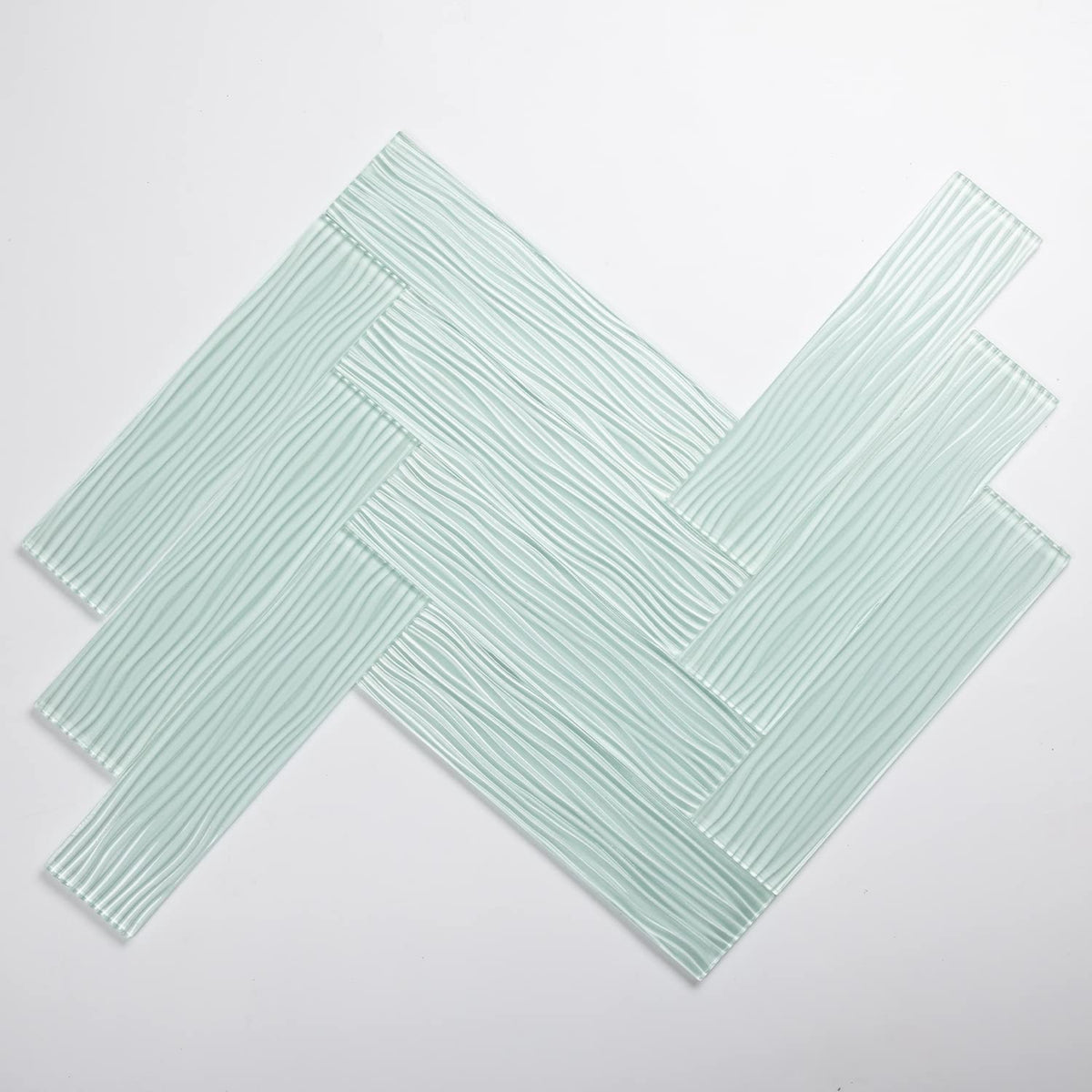 Light Green Water Wave Glass Subway Tile, 3 x 12 Inch, 4 Sq Ft, Backsplash Kitchen Wall, 16-Pack