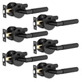 6 Pack Matte Black Knurled Interior Door Handle, Privacy Lock