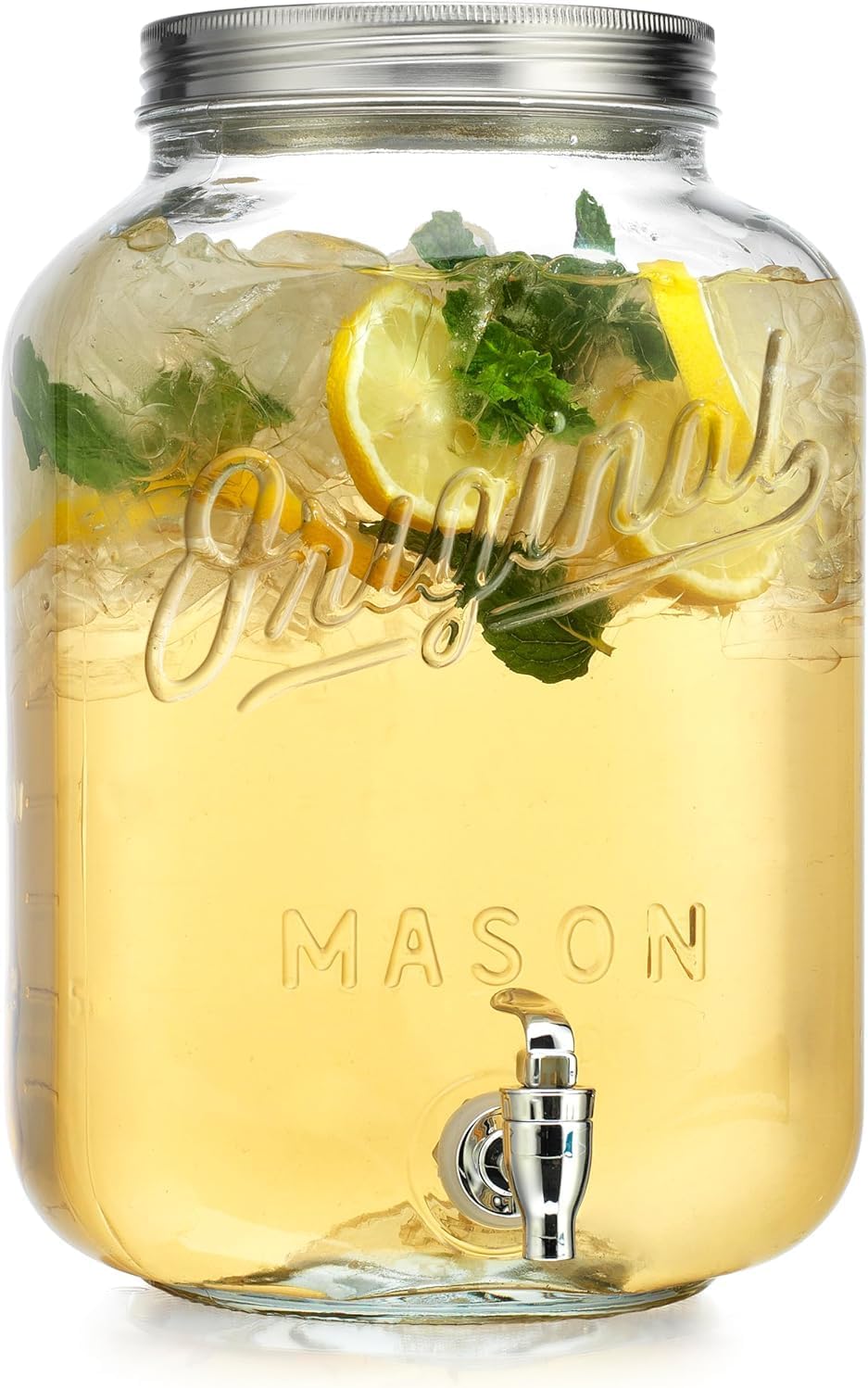 2 GALLON for Parties, Original Mason Ice Beverage Dispensers, Glass Water Dispenser with Spigot, Laundry Detergent