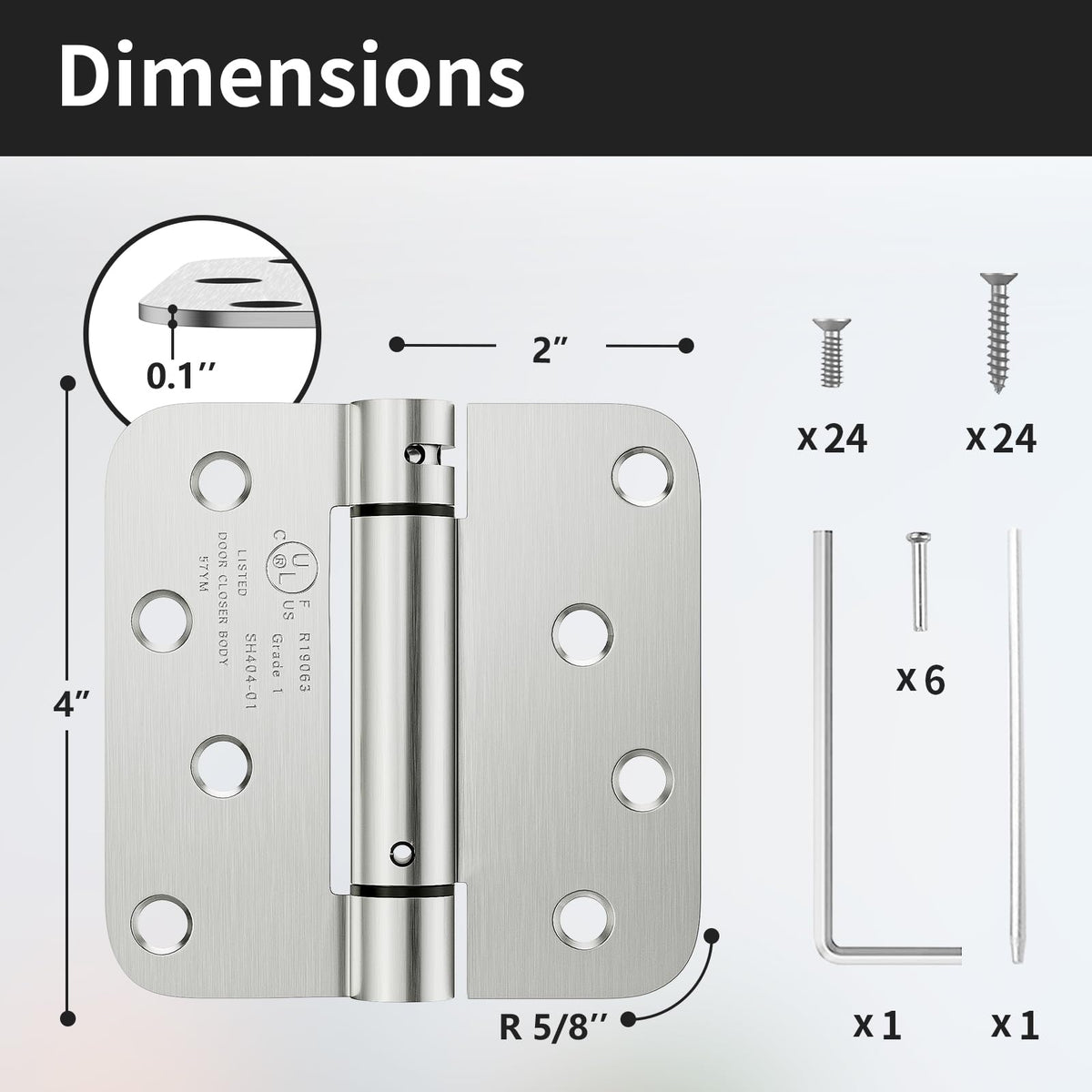 3 Pack Self Closing Door Hinges 4 Inch, Automatic Closing Door Hinge